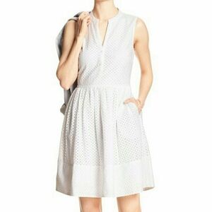 Banana Republic White Eyelet Fit & Flare Dress